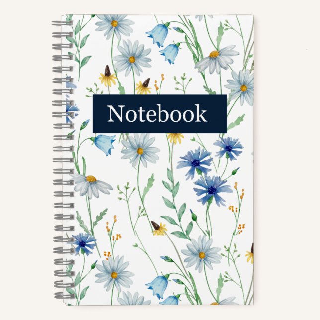 Blaue Wildblumen-Spiralnotizbuch 🌸 Notizbuch (Vorderseite)