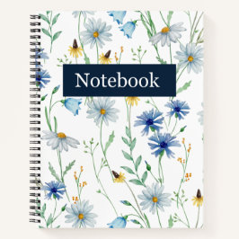 Blaue Wildblumen-Spiralnotizbuch 🌸 Notizbuch