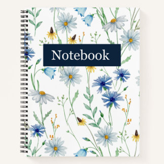 Blaue Wildblumen-Spiralnotizbuch 🌸 Notizbuch