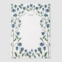 Blaue Wildblumen Vintage Blumenrahmen Monogramm