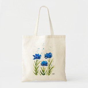 Blaue Wildblumen Wasserfarbe gürtnisch chic Tragetasche