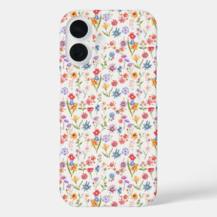 Blaue Wildblumen-Wasserfarbe Lila iPhone 16 Hülle