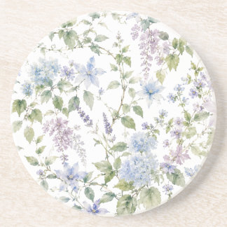 Blaue Wildblumen-Wasserfarbe-Sandstein-Unterlage Getränkeuntersetzer