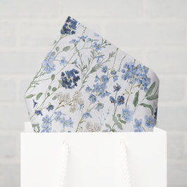 Blaue Wildblumen-Wasserfarbe Seidenpapier