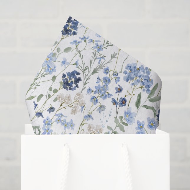 Blaue Wildblumen-Wasserfarbe Seidenpapier (Geschenktüte)