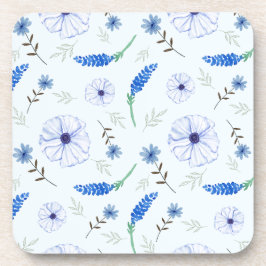 Blaue Wildblumen-Wasserfarbe-Unterlage Getränkeuntersetzer