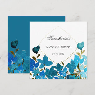 Blaue Wildblumen Wasserfarben Kunst, Dichtung und Save The Date