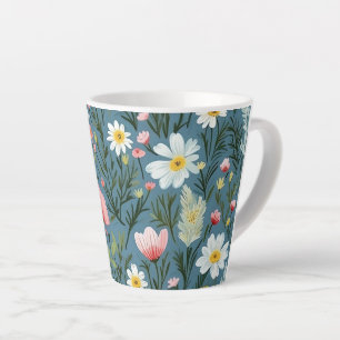Blaue Wildblumen-Wiesen-Cottagecore-Blumenmuster Milchtasse