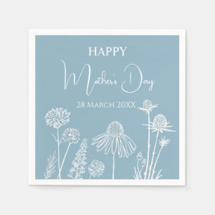Blaue Wildblumen zum Muttertag Serviette