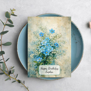Blaue Wildblumenbouquet Karte