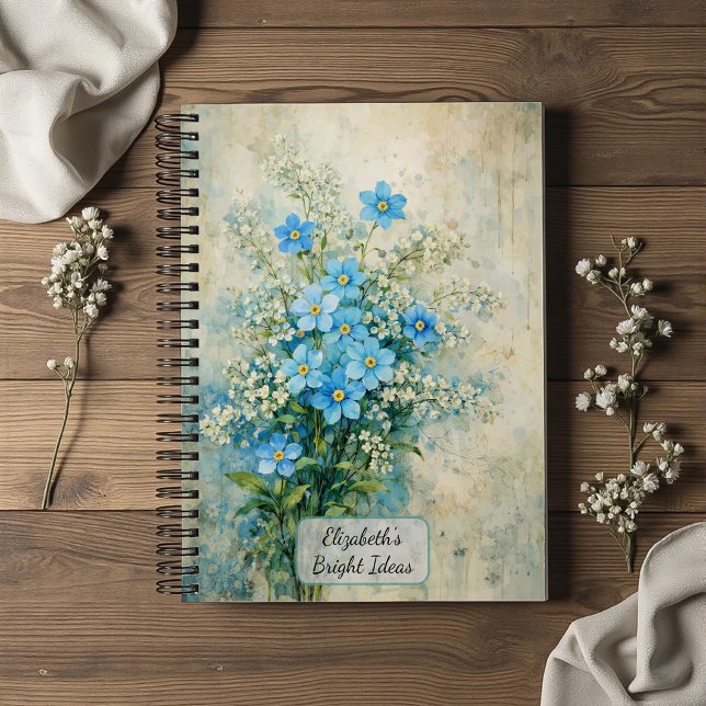 Blaue Wildblumenbouquet Notizbuch (Von Creator hochgeladen)