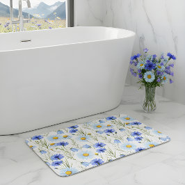 Blaue Wildblumenwiese Badematte