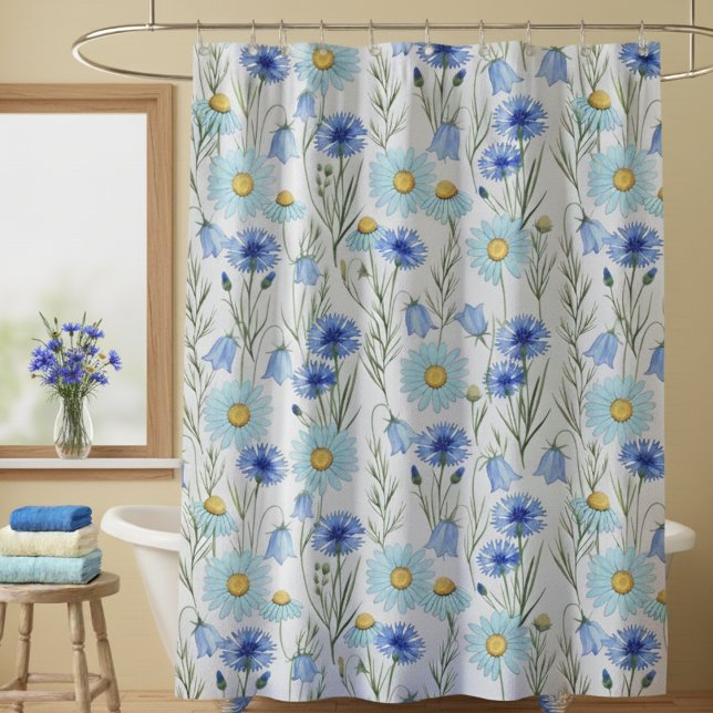 Blaue Wildblumenwiese Dusche Duschvorhang (Von Creator hochgeladen)