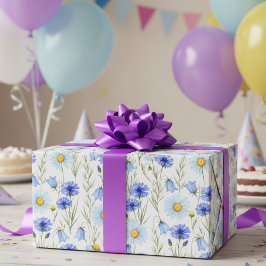 Blaue Wildblumenwiese Geschenkpapier