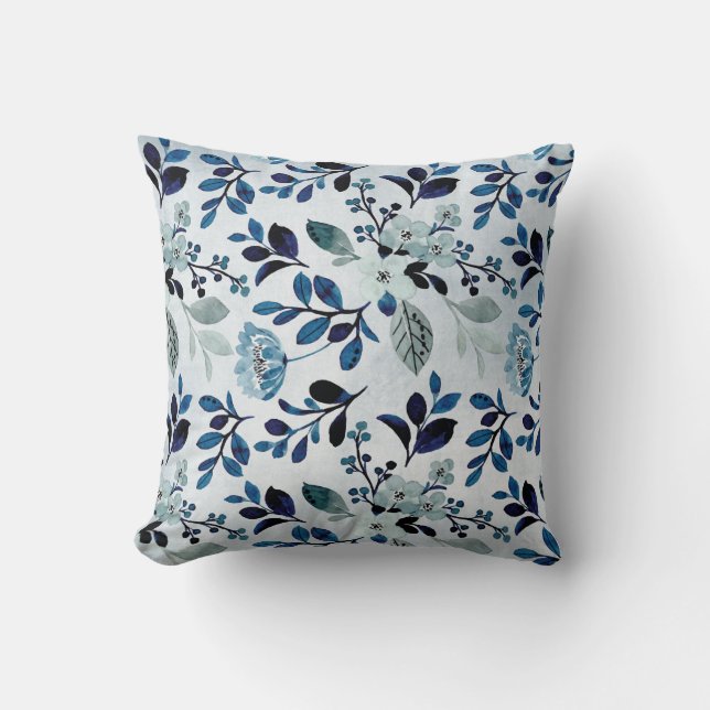 Blaue Wilde Blume Meadows Kissen (Vorderseite)