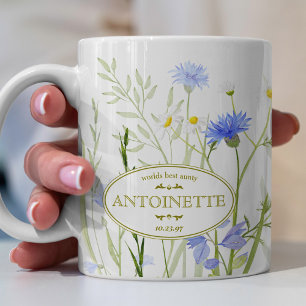 Blaue Wilde-Blumen-Kaffeetasse zum Personalisieren Kaffeetasse
