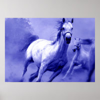 Blaue Wilde Pferde Motivierend Kunstwerk