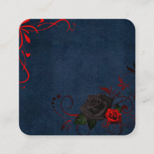 Blaue Wildleder mit Schwarz und Rote Rosen, Red Sc Quadratische Visitenkarte