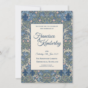 Blaue William Morris Blumen Hochzeitseinladung Einladung