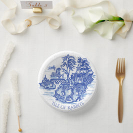 Blaue Willow Rabbit Classic Whimsical Potterpapier Pappteller