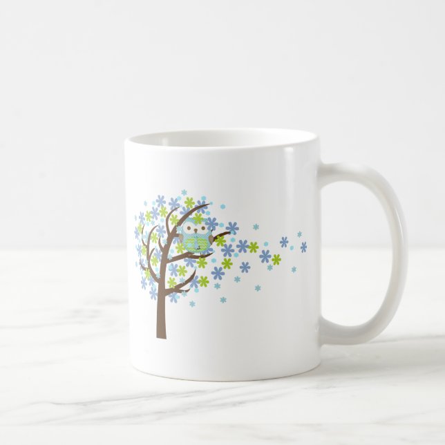 Blaue windige Baum-Eule Tasse (Rechts)