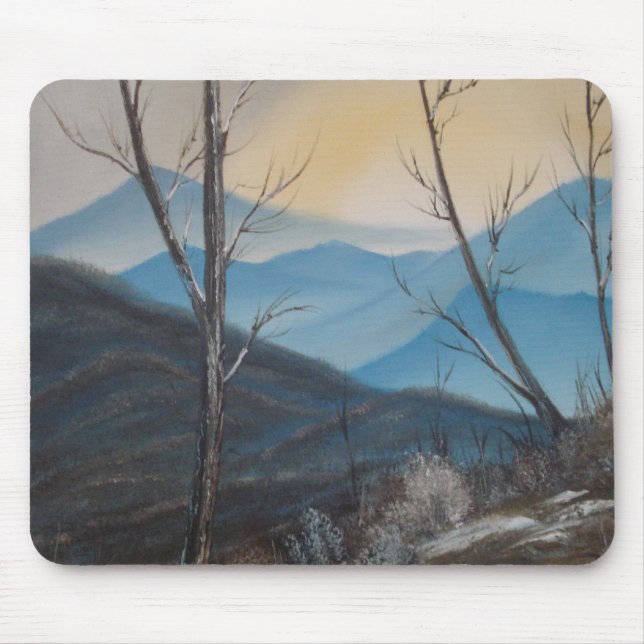 Blaue Winter-Berge Mousepad (Vorne)