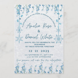 Blaue Winter-Blumen-Hochzeitseinladung Einladung