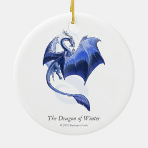Blaue Winter-Drache-Fantasie-Natur-Kunst Keramik Ornament