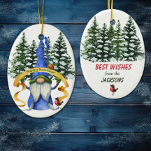 Blaue Winter-Gnom-Weihnachtsgrüße