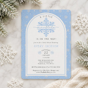 Blaue Winter Kleine Schneeflocke Baby Shower Einladung
