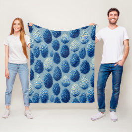 Blaue Winter Pine Cone Muster Fleecedecke