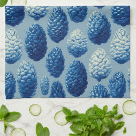Blaue Winter Pine Cone Muster Geschirrtuch