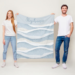 Blaue Winter-Schneefall-Welle Personalisiertes Mus Fleecedecke