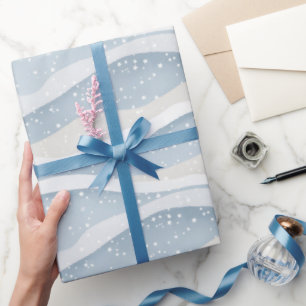 Blaue Winter-Schneefall-Welle Personalisiertes Mus Geschenkpapier