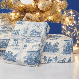Blaue Winter-Toile-Chinoiserie Geschenkpapier