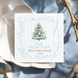 Blaue Winter-Weihnachtsbaum-Baby-Party Serviette
