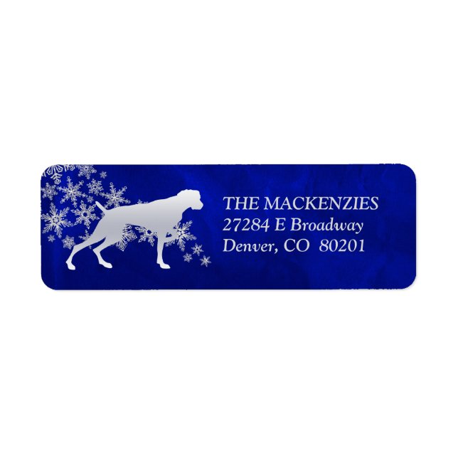 Blaue Winter-Weimaraner-Rücksendeadresse (Vorne)