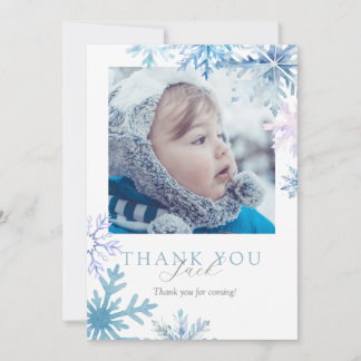 Blaue Winter Wonderland-Foto-Dankeskarten Dankeskarte