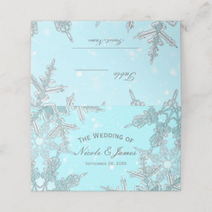 Blaue Winter-Wunderland-Schneeflocken-Hochzeitstis Platzkarte
