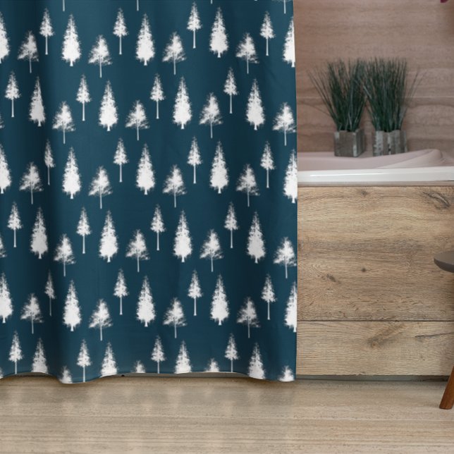 Blaue Winterbäume Duschvorhang (Von Creator hochgeladen)