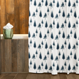 Blaue Winterbäume Duschvorhang