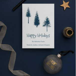 Blaue Winterbäume Feiertagskarte