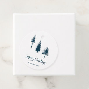 Blaue Winterbäume Geschenkanhänger