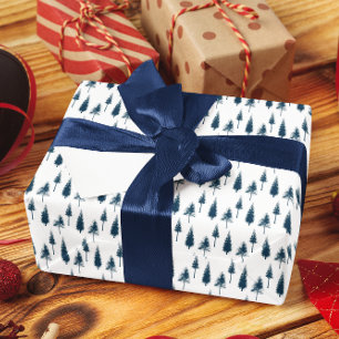 Blaue Winterbäume Geschenkpapier