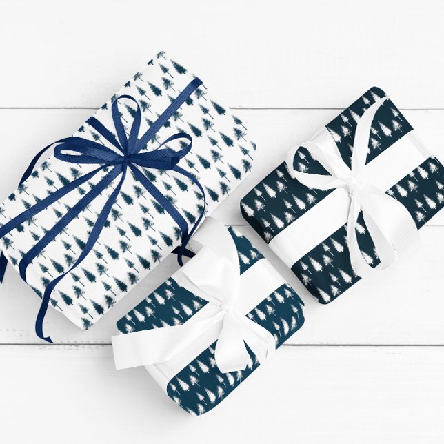 Blaue Winterbäume Geschenkpapier Set (Von Creator hochgeladen)