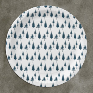 Blaue Winterbäume Pappteller