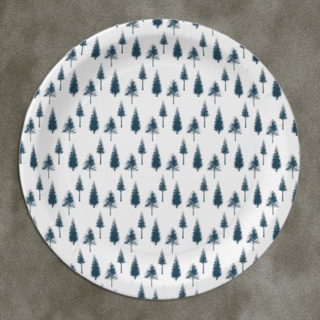 Blaue Winterbäume Pappteller (Von Creator hochgeladen)