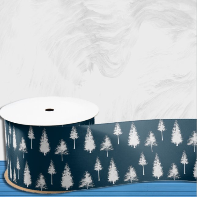 Blaue Winterbäume Satinband (Von Creator hochgeladen)