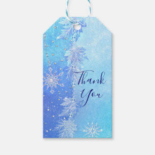 Blaue Winterblätter & Schneeflocken Elegantes Gesc Geschenkanhänger