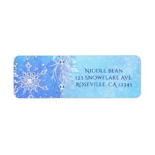 Blaue Winterblätter und Schneeflocken-Party-Einlad